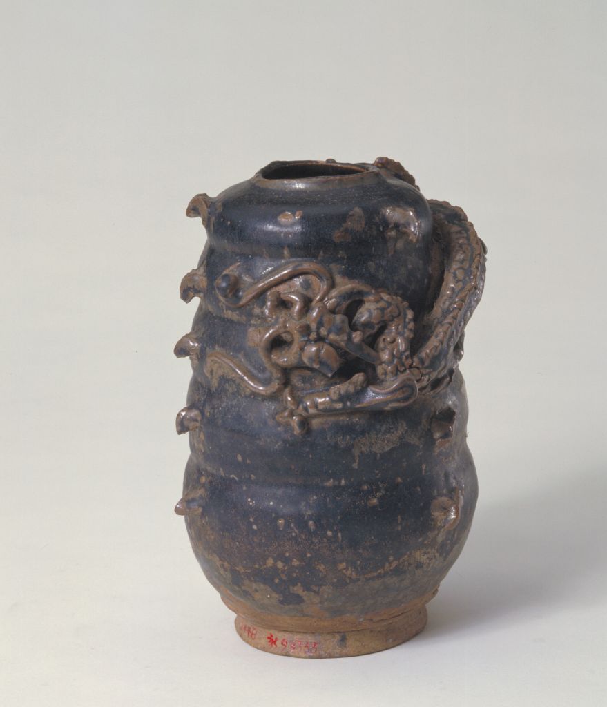 图片[1]-Black glaze convex dragon covered pot of Liulichang kiln-China Archive